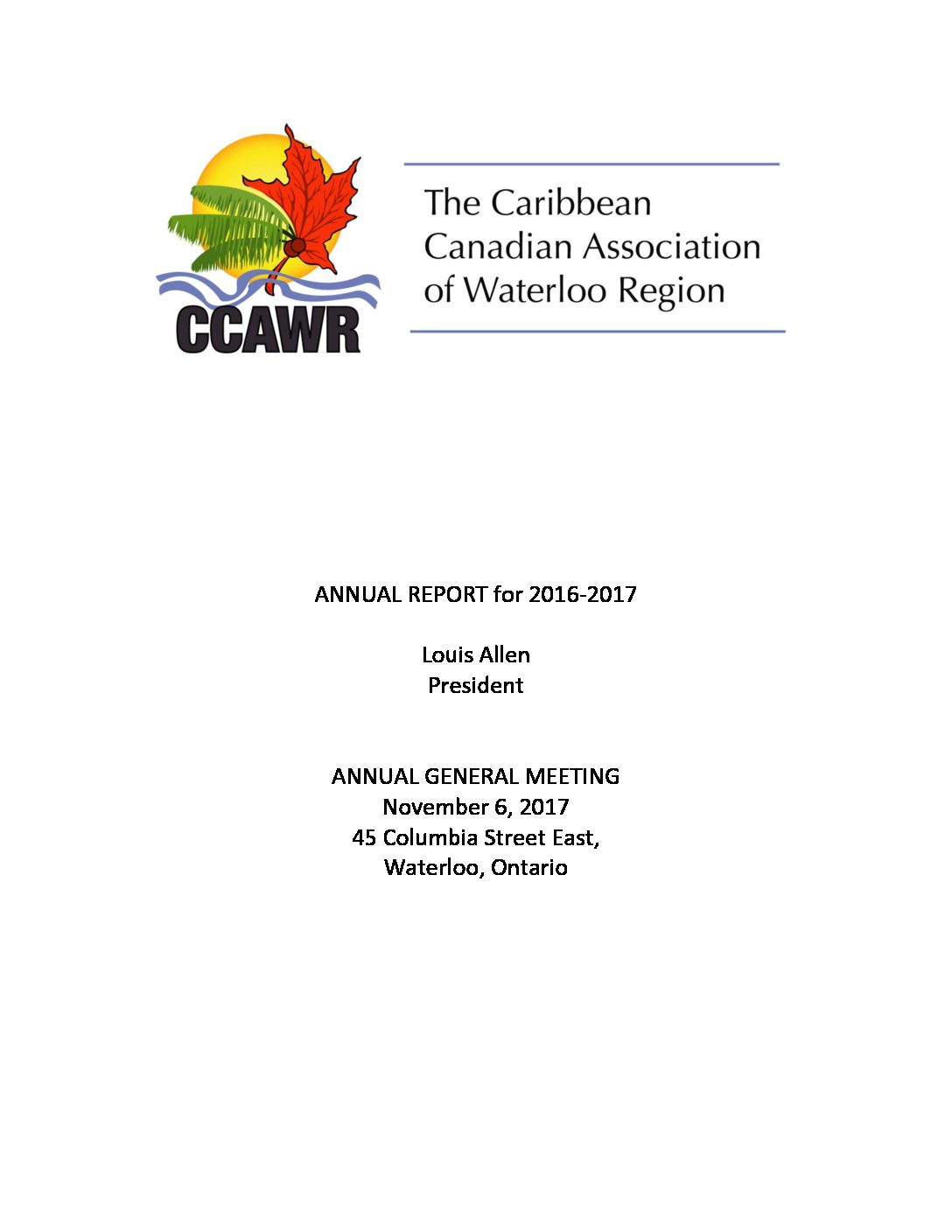CCAWR 2016–2017 Annual Report Cover