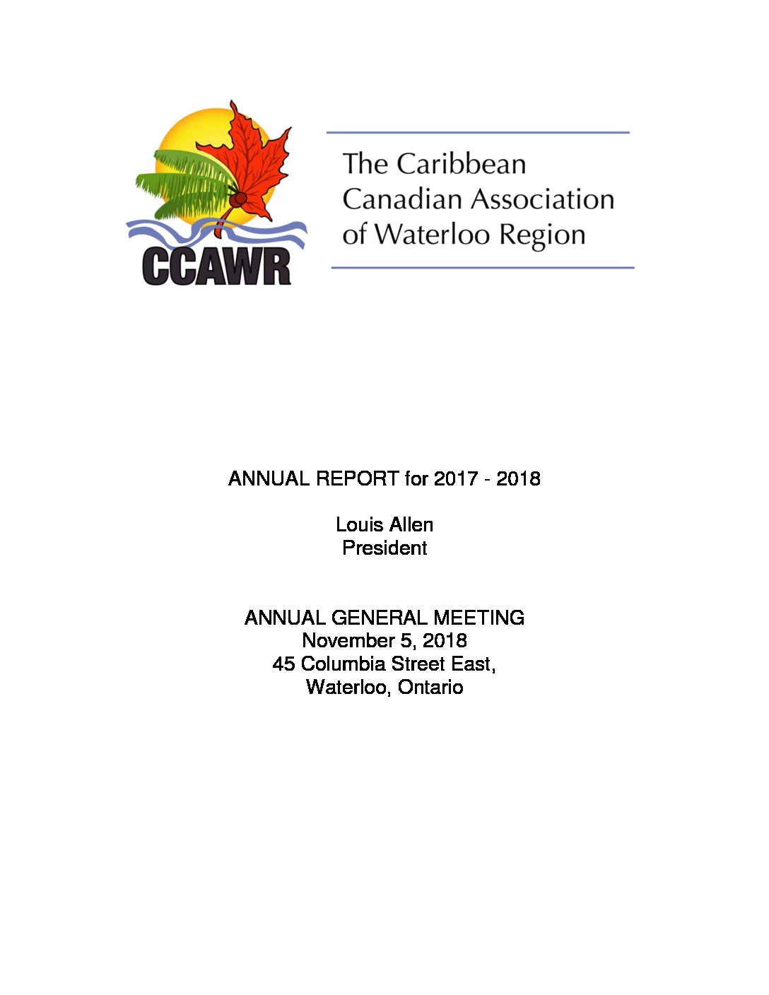 CCAWR 2017–2018 Annual Report Cover